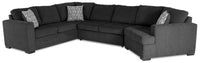 Legend 3-Piece Right-Facing Chenille Cuddler Sleeper Sectional - Pepper 