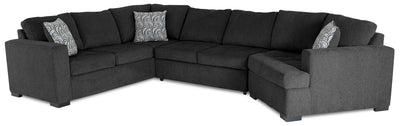 Made in Canada Legend 3-Piece Right-Facing Chenille Fabric Cuddler Sleeper Sectional - Pepper Grey | Sofa-lit sectionnel de droite Legend 3 pièces fabriqué au Canada en tissu de chenille avec fauteuil enveloppant - gris poivre