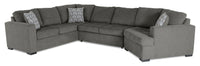 Made in Canada Legend 3-Piece Right-Facing Chenille Fabric Cuddler Sleeper Sectional - Pewter Brown 