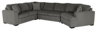 Made in Canada Legend 3-Piece Right-Facing Chenille Fabric Cuddler Sleeper Sectional - Pewter Brown 