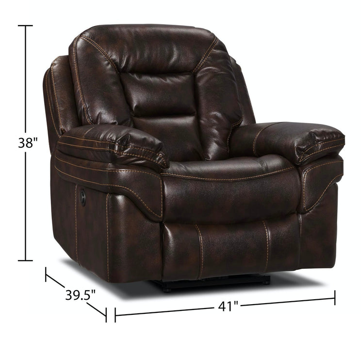 Leo 41\" Leather-Look Fabric Power Reclining Chair - Walnut Brown