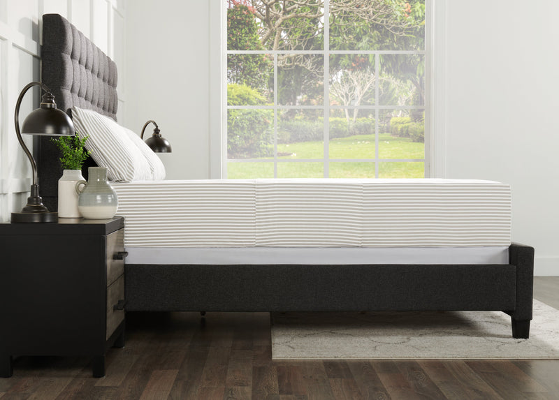 Striped 4-Piece King Cotton Sheet Set - Light Grey