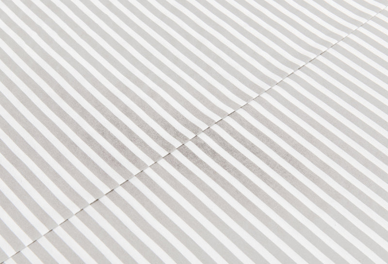 Striped 4-Piece King Cotton Sheet Set - Light Grey