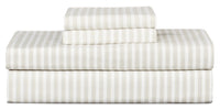 Striped 4-Piece King Cotton Sheet Set - Light Grey 
