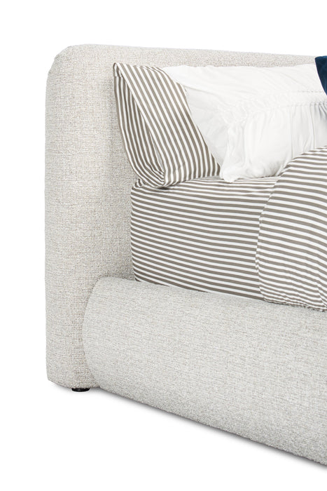 Luka Upholstered Platform Bed in Grey Polyester Fabric, Modern - Queen Size