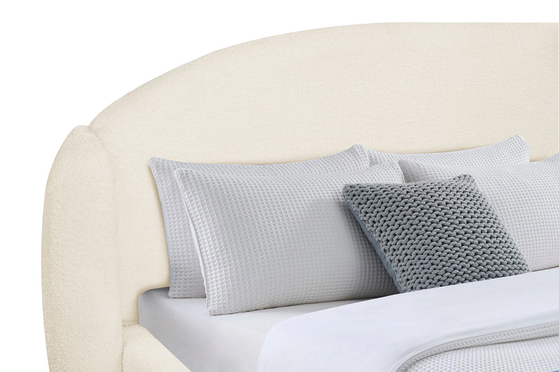 Luna Upholstered Wingback Bed in Taupe Fabric - King Size