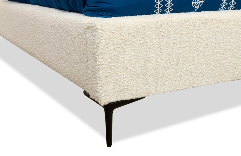 Luna Upholstered Wingback Bed in Taupe Fabric - Queen Size
