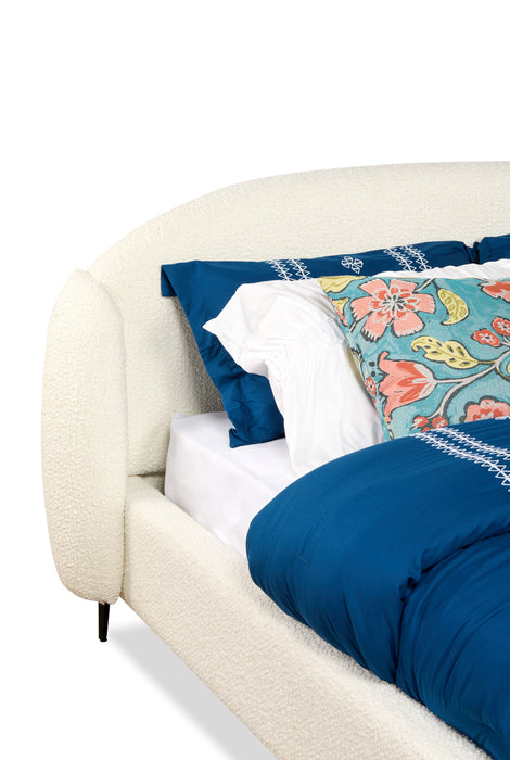 Luna Upholstered Wingback Bed in Taupe Fabric - Queen Size