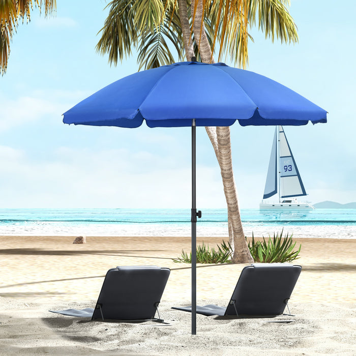 Outsunny 6ft Outdoor Beach Umbrella W/ Tiltable Uv50+ Canopy, Blue