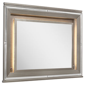 Max Bedroom Dresser Mirror with LED Light, Glam - Silver