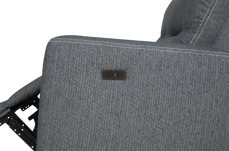Meadow 2-Piece Left-Facing Chenille Fabric Power Reclining Sectional with Storage Chaise - Charcoal Grey