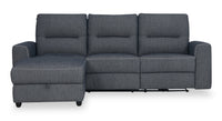 Meadow 2-Piece Left-Facing Chenille Fabric Power Reclining Sectional with Storage Chaise - Charcoal Grey 