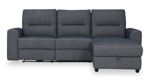 Meadow 2-Piece Right-Facing Charcoal Grey Chenille Fabric Power Reclining Sectional with Storage Chaise