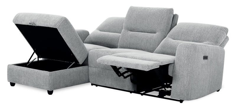 Meadow 2-Piece Left-Facing Chenille Fabric Power Reclining Sectional with Storage Chaise - River Grey