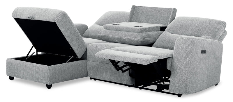 Meadow 2-Piece Left-Facing Chenille Fabric Power Reclining Sectional with Storage Chaise - River Grey