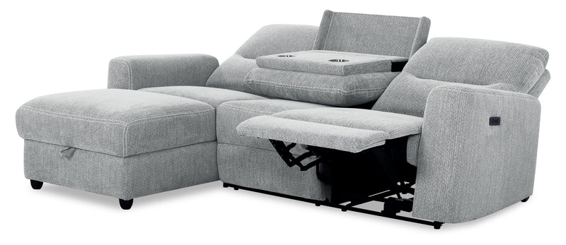 Meadow 2-Piece Left-Facing Chenille Fabric Power Reclining Sectional with Storage Chaise - River Grey