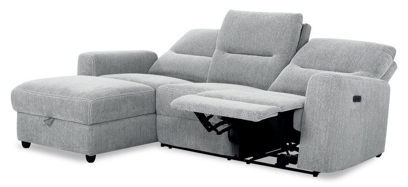 Meadow 2-Piece Left-Facing Chenille Fabric Power Reclining Sectional with Storage Chaise - River Grey