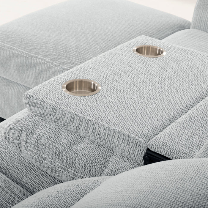 Meadow 2-Piece Left-Facing Chenille Fabric Power Reclining Sectional with Storage Chaise - River Grey