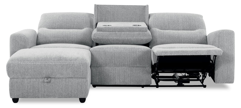 Meadow 2-Piece Left-Facing Chenille Fabric Power Reclining Sectional with Storage Chaise - River Grey