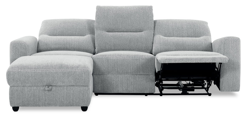 Meadow 2-Piece Left-Facing Chenille Fabric Power Reclining Sectional with Storage Chaise - River Grey