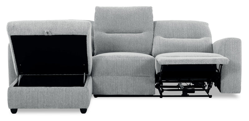 Meadow 2-Piece Left-Facing Chenille Fabric Power Reclining Sectional with Storage Chaise - River Grey
