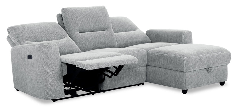 Meadow 2-Piece Right-Facing Chenille Fabric Power Reclining Sectional with Storage Chaise - River Grey