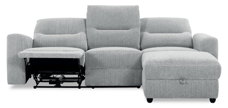 Meadow 2-Piece Right-Facing Chenille Fabric Power Reclining Sectional with Storage Chaise - River Grey