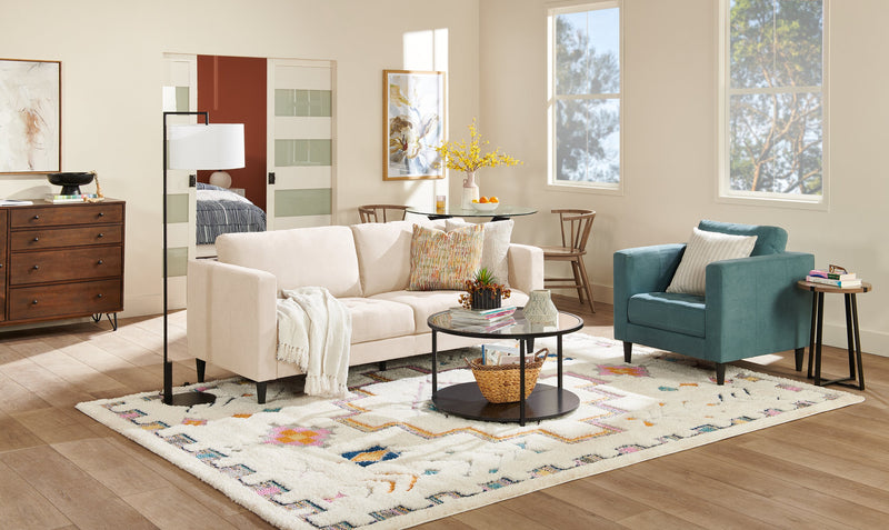 Metro 32\" Fabric Chair with Tufted Seat Cushion and Reversible Back Cushion - Denim Blue
