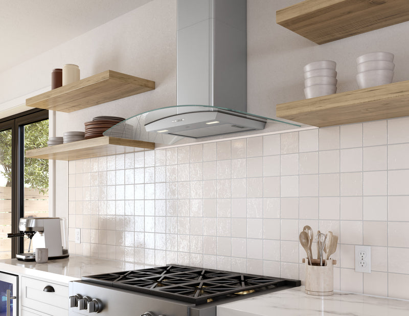 Brisas by Zephyr  36\" Curved Glass Range Hood -  Stainless Steel - BML-E30CG