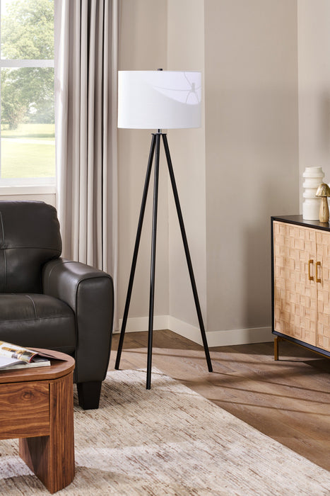 63\" Black Metal Tripod Floor Lamp