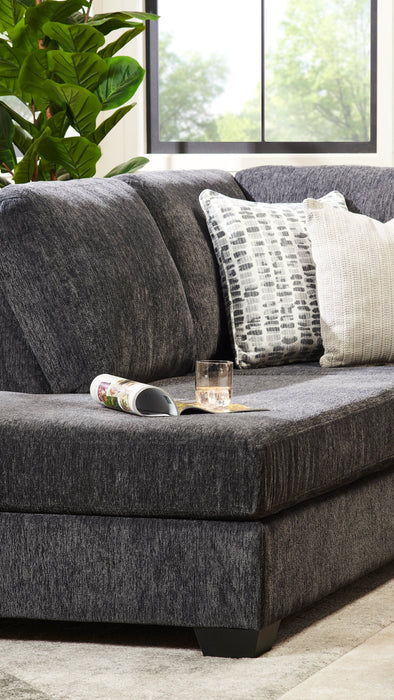 Made in Canada Morgan 2-Piece Left-Facing Chenille Fabric Sectional with Accent Pillows - Grey