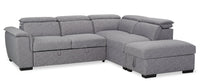 Myst 3-Piece Right-Facing Linen-Look Fabric Sleeper Sectional - Ash 