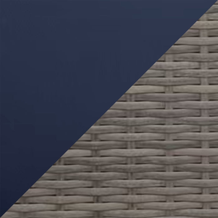 Naples Armless Outdoor Patio Chair - Hand-Woven Resin Wicker, UV & Weather Resistant - Natural/Blue