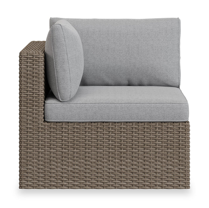 Naples 5-Piece Outdoor Patio Set with 3 Corner Chairs & 2 Armless Chairs - Hand-Woven Resin Wicker, UV & Weather Resistant - Natural/Grey