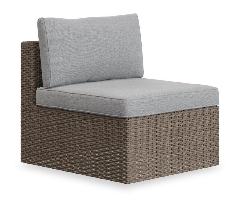 Naples 7-Piece Outdoor Patio Set with 3 Corner Chairs, 2 Armless Chairs, Patio Chair & Ottoman - Hand-Woven Resin Wicker, UV & Weather Resistant - Natural/Grey