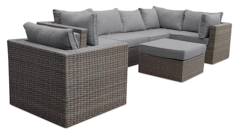 Naples Outdoor Patio Chair - Hand-Woven Resin Wicker, UV & Weather Resistant - Natural/Grey