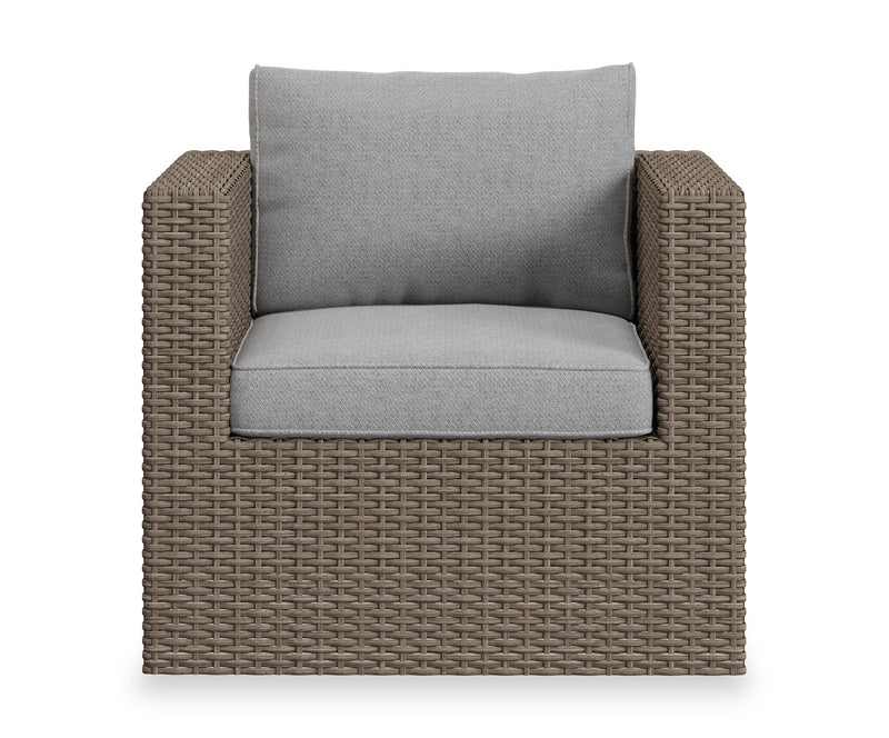 Naples 7-Piece Outdoor Patio Set with 3 Corner Chairs, 2 Armless Chairs, Patio Chair & Ottoman - Hand-Woven Resin Wicker, UV & Weather Resistant - Natural/Grey
