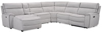 Newport 6-Piece Faux Suede Left-Facing Power Reclining Sectional - Grey 