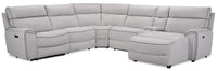 Newport 6-Piece Faux Suede Right-Facing Power Reclining Sectional - Grey 