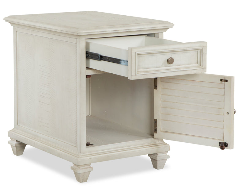 Newman  18\" Traditional Chairside Table with Storage - Alabaster White Pine