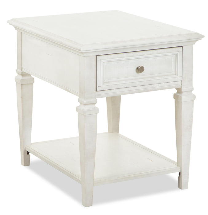 Newman  20\" Traditional End Table with Storage and Shelf - Alabaster White Pine