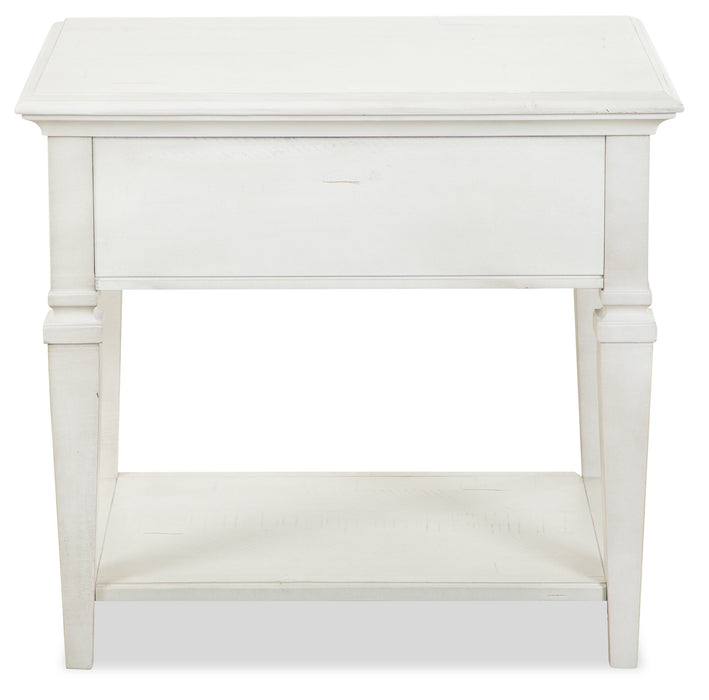 Newman  20\" Traditional End Table with Storage and Shelf - Alabaster White Pine