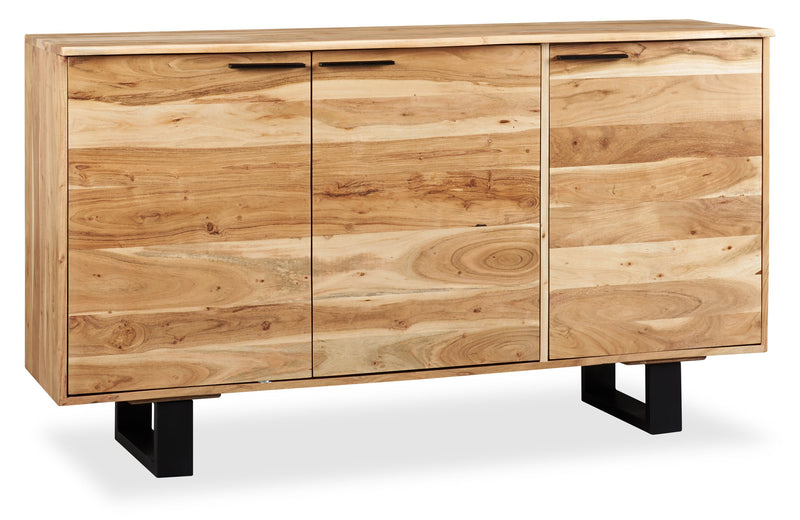 Oskar Dining Server with Storage, 60\"W,  Acacia Wood & Metal - Natural & Black