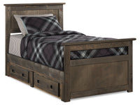 Piper 2-Drawer Storage Bed for Kids, Solid Pine Wood, Driftwood Grey - Twin Size 