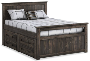 Piper 4-Drawer Storage Bed for Kids, Solid Pine Wood, Driftwood Grey - Full Size