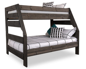 Piper Bunk Bed with Guard Rail for Kids, Solid Pine, Driftwood Grey - Twin/Full