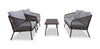 Porto 4-Piece Outdoor Patio Conversation Set with Loveseat, 2 Chairs & Coffee Table - Rope-like Wicker & Metal, UV & Weather Resistant - Black/Grey