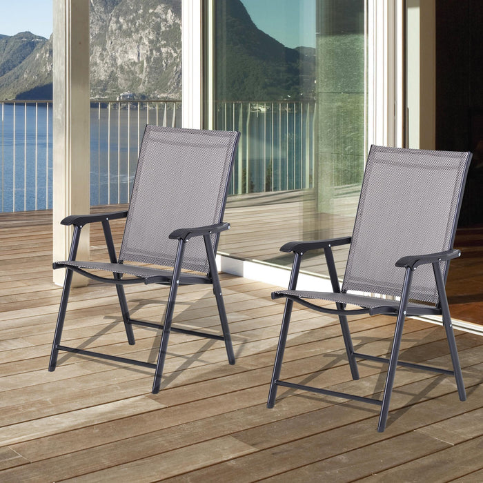 Outsunny 2-piece Folding Dining Chair Set For Relaxing On Patio, Grey