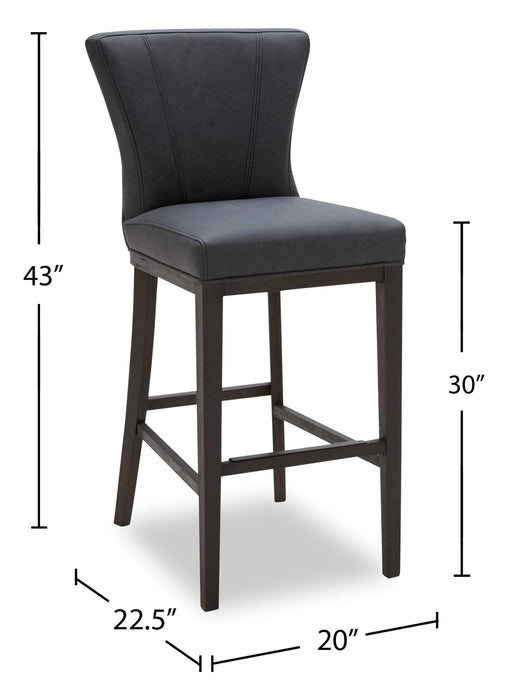 Quinn Barstool with Vegan Leather Fabric, 30\"H - Grey