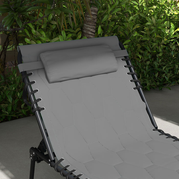 Outsunny Folding Chaise Lounge, Padded Reclining Tanning Chair, Grey